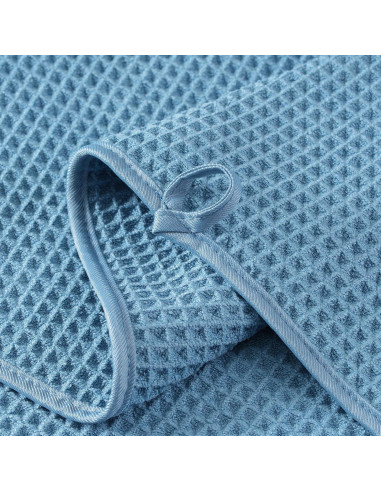 Juego de 2 Toallas de Mano Microfibra Azul Suaves y Absorbentes