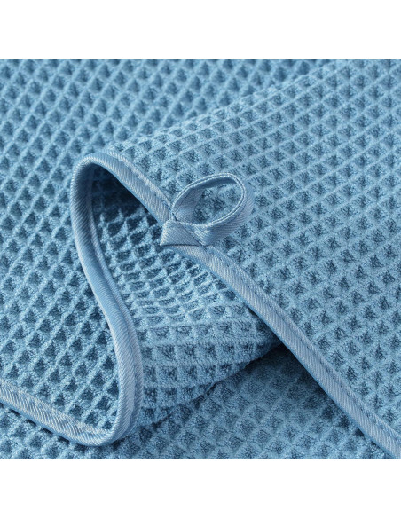 Juego de 2 Toallas de Mano Microfibra Azul Suaves y Absorbentes