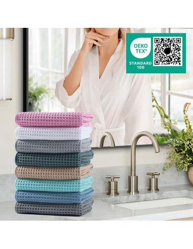 Juego de 2 Toallas de Mano Microfibra Azul Suaves y Absorbentes