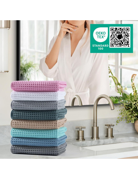 Juego de 2 Toallas de Mano Microfibra Azul Suaves y Absorbentes