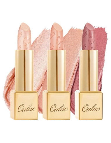 Set de Labiales Metálicos Oulac 3PCS Hidratantes Nude
