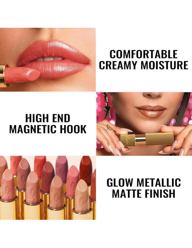 Set de Labiales Metálicos Oulac 3PCS Hidratantes Nude