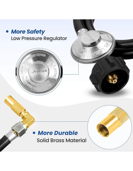 Adaptador de Manguera de Propano Aekops 5 PIES con Regulador