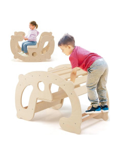 GLACER Arco de Escalada 2-en-1 para Niños - Madera Natural