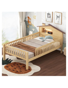 Cama Twin Ball & Cast con Cabecera Casa y Luz LED Natural