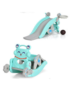 Tobogán 5 en 1 Costzon Azul para Niños con Balancín y Aro