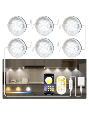 Luces LED Bajo Gabinete MATICOD Regulables 3500-6500K Control APP