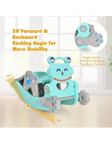 Tobogán 5 en 1 Costzon Azul para Niños con Balancín y Aro