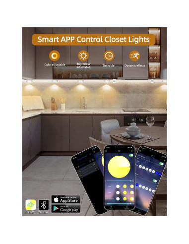 Luces LED Bajo Gabinete MATICOD Regulables 3500-6500K Control APP