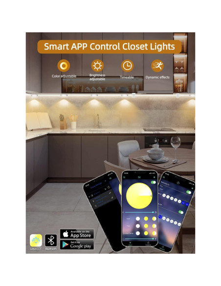 Luces LED Bajo Gabinete MATICOD Regulables 3500-6500K Control APP