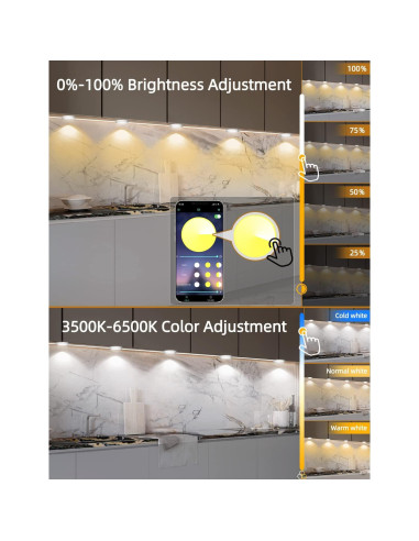 Luces LED Bajo Gabinete MATICOD Regulables 3500-6500K Control APP