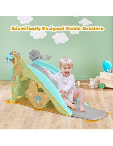 Tobogán 5 en 1 Costzon Azul para Niños con Balancín y Aro