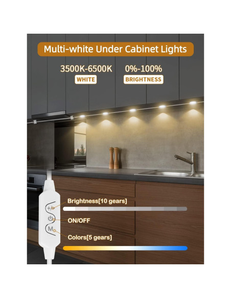 Luces LED Bajo Gabinete MATICOD Regulables 3500-6500K Control APP