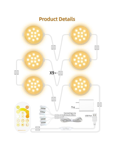 Luces LED Bajo Gabinete MATICOD Regulables 3500-6500K Control APP