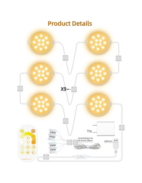 Luces LED Bajo Gabinete MATICOD Regulables 3500-6500K Control APP