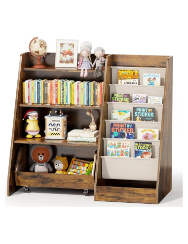 Estantería Montessori COZPAW para Niños 4 Niveles Marrón