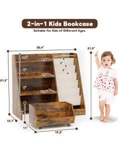 Estantería Montessori COZPAW para Niños 4 Niveles Marrón 2