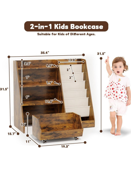 Estantería Montessori COZPAW para Niños 4 Niveles Marrón