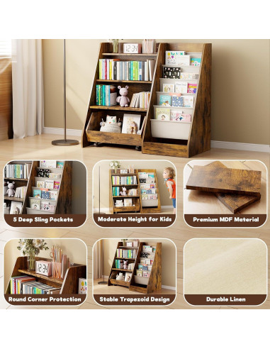 Estantería Montessori COZPAW para Niños 4 Niveles Marrón