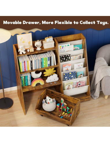 Estantería Montessori COZPAW para Niños 4 Niveles Marrón