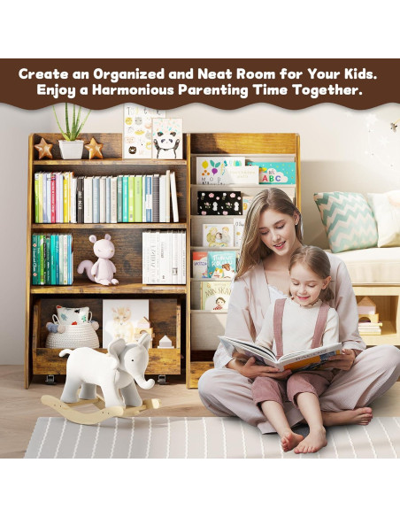 Estantería Montessori COZPAW para Niños 4 Niveles Marrón