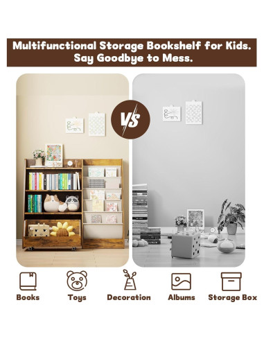 Estantería Montessori COZPAW para Niños 4 Niveles Marrón