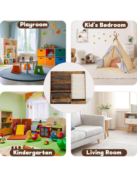 Estantería Montessori COZPAW para Niños 4 Niveles Marrón