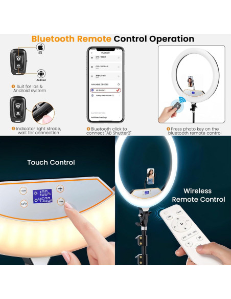 Anillo de Luz LED 18" Auriani con Trípode 75" y Ruedas