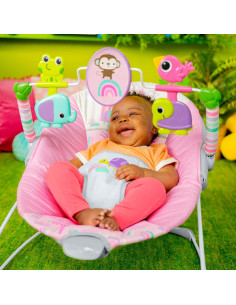Bouncer Portátil Bright Starts Pink Paradise con Vibraciones 2