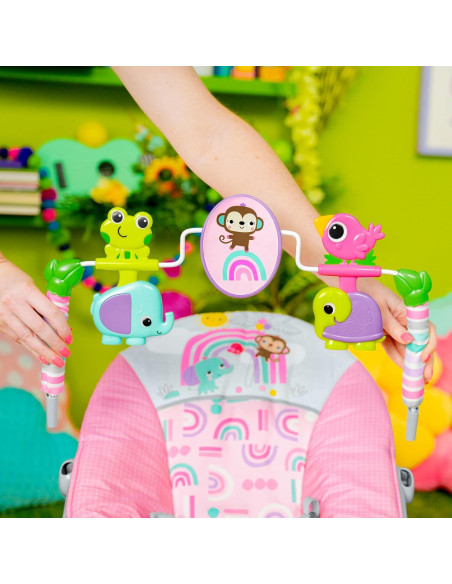 Bouncer Portátil Bright Starts Pink Paradise con Vibraciones