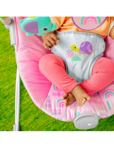 Bouncer Portátil Bright Starts Pink Paradise con Vibraciones