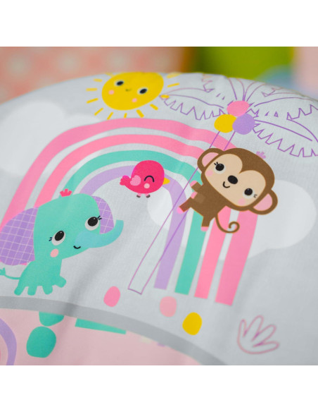 Bouncer Portátil Bright Starts Pink Paradise con Vibraciones