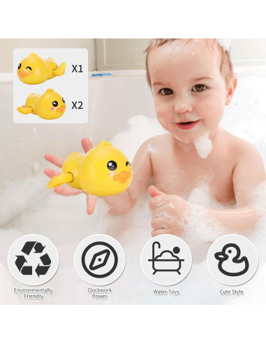 Juguetes de baño para bebés Gute - Patos nadadores a cuerda (3 unidades)