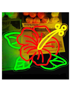 Luz de Neón Hibisco LED Regulable Dpaint 35x27cm Decoración