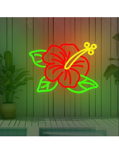 Luz de Neón Hibisco LED Regulable Dpaint 35x27cm Decoración 2
