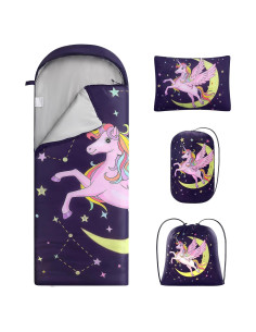 Saco de dormir infantil ETGLCOZY Unicornio 180x74cm con almohada