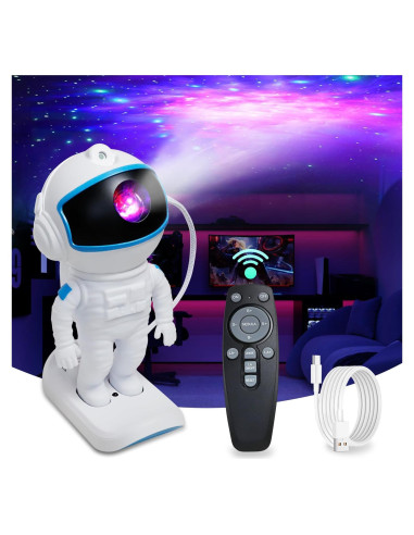 Proyector Galáctico Astronauta Luz Nocturna 360 con Control Remoto