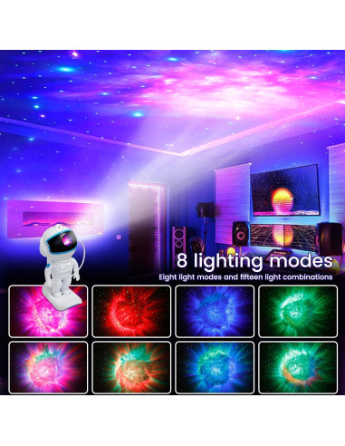 Proyector Galáctico Astronauta Luz Nocturna 360 con Control Remoto