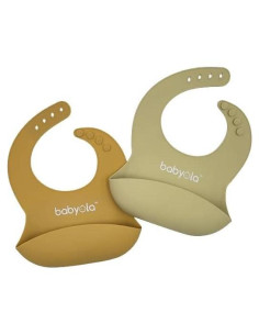 Baberos de Silicona Babyola Set de 2 Ajustables Impermeables