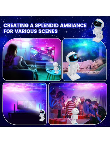 Proyector Galáctico Astronauta Luz Nocturna 360 con Control Remoto