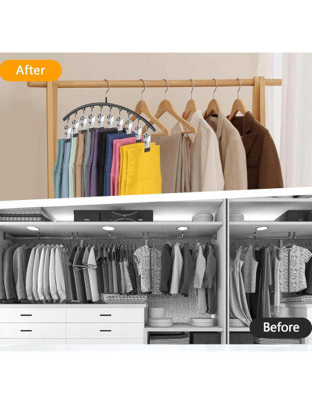 Perchas para Leggings Arkeiliy 2 Piezas con 10 Clips