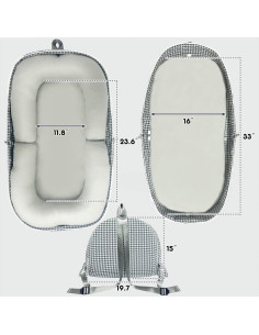 Cojín Plegable para Bebé UGRASEA Gris - Cuna Portátil 0-24 Meses 2