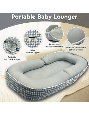 Cojín Plegable para Bebé UGRASEA Gris - Cuna Portátil 0-24 Meses