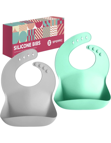 Babero de Silicona Sperric Ajustable Impermeable para Bebé