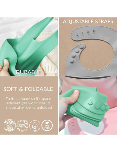 Babero de Silicona Sperric Ajustable Impermeable para Bebé