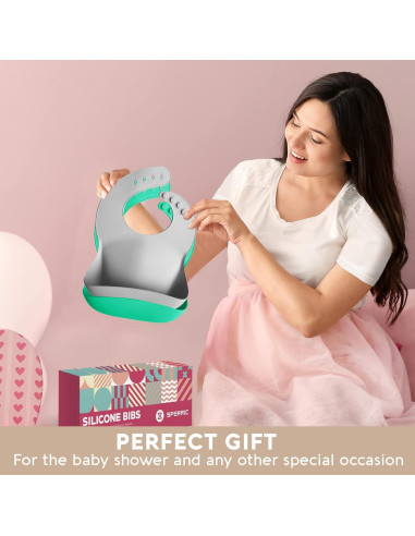 Babero de Silicona Sperric Ajustable Impermeable para Bebé