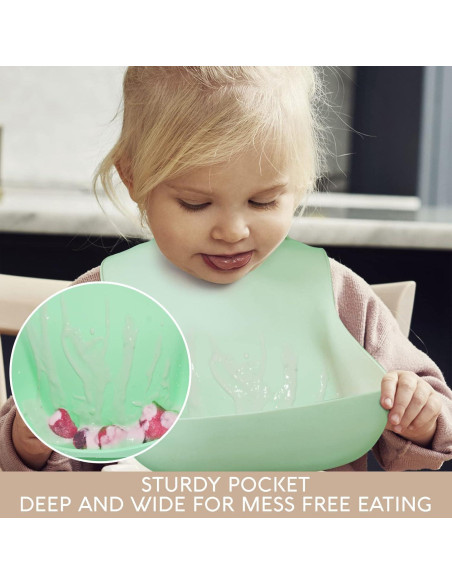 Babero de Silicona Sperric Ajustable Impermeable para Bebé