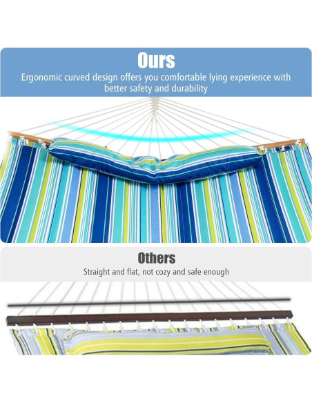 Hamaca Plegable GYMAX con Almohada y Barras de Madera 141x191cm