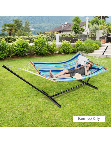 Hamaca Plegable GYMAX con Almohada y Barras de Madera 141x191cm