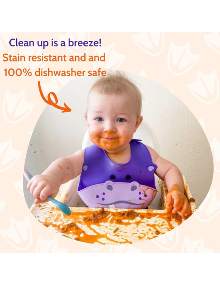 Babero de Silicona Hipopótamo Silly Goose Ajustable Impermeable